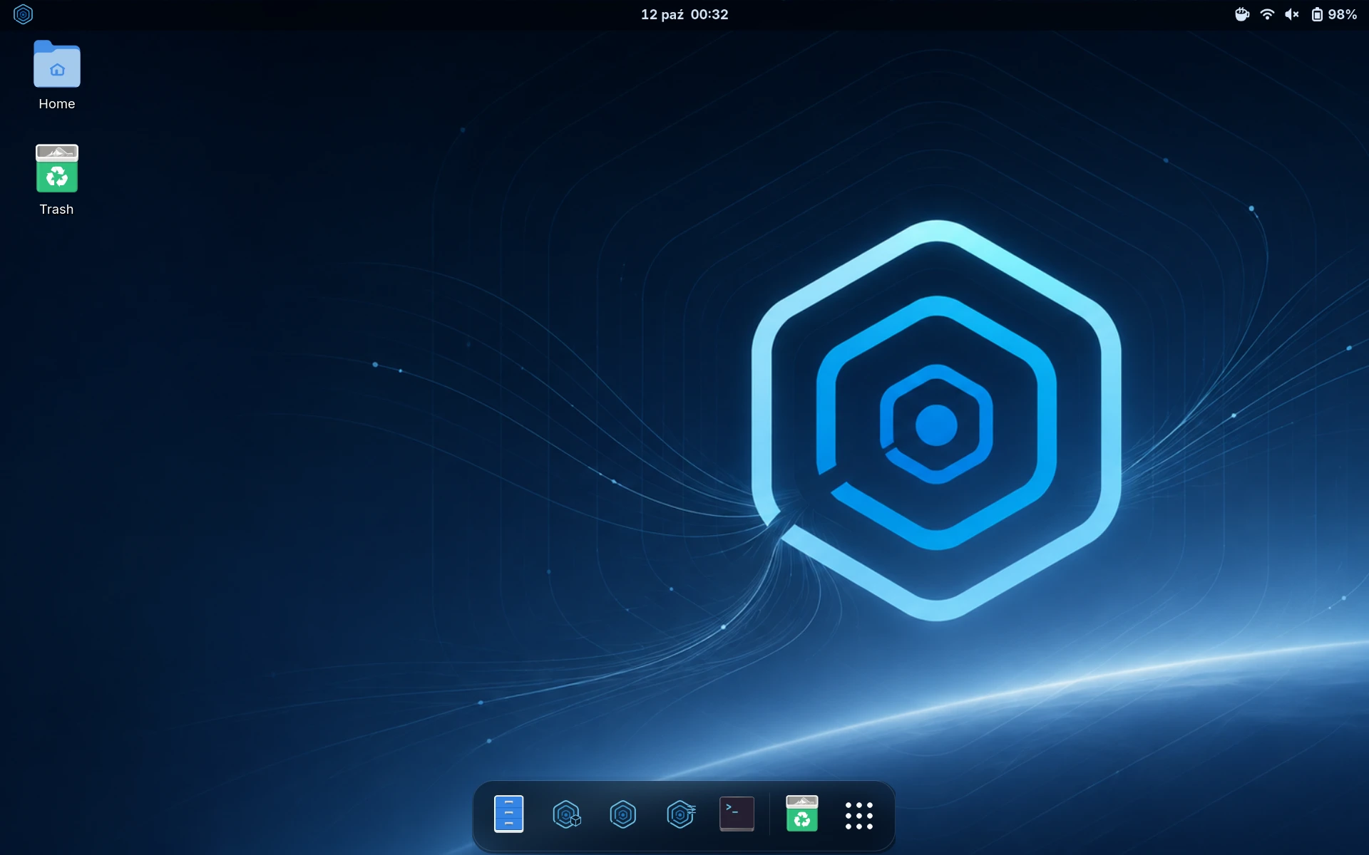 ErgenOS desktop with the new default theme