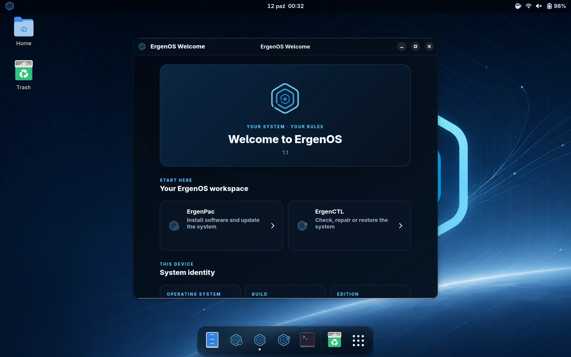 ErgenOS Welcome — Your first steps